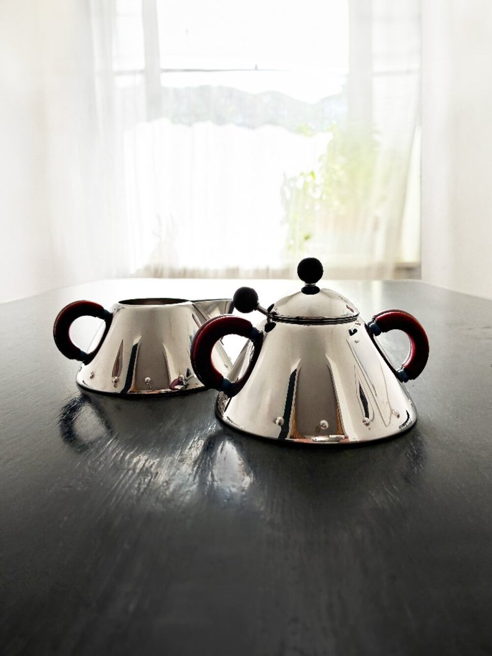 New ALESSI Michael Graves Sugar Bowl and Creamer Set, 20th Anniversary Edition